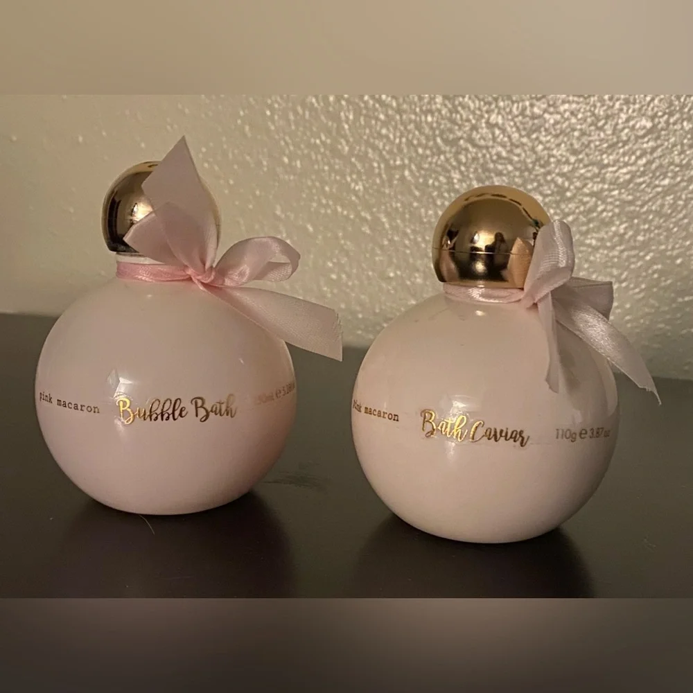 Pink Macaron Bubble Bath & Bath Caviar Gift Set Spa Bath Body Duo